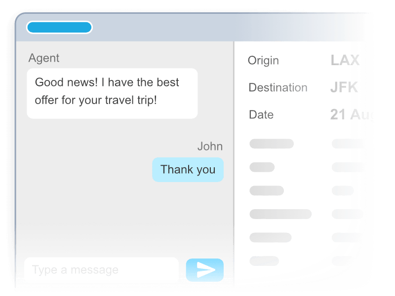 Chatting with an agent for best travel deal